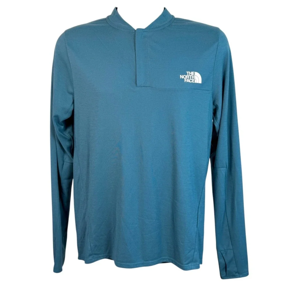 The North Face Men Active Trail Henley Sz S Teal Performance Outdoor Hiking Airy
